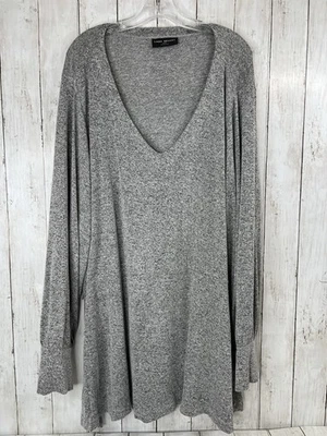 Lane Bryant 30/32 Gray Soft Stretch Cotton Spandex V-Neck Sweater Plus Pullover - Image 1 of 4