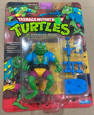 1989 Carded Playmates Teenage Mutant Ninja Turtles Genghis Frog (Unpunched) - Image 1 of 4