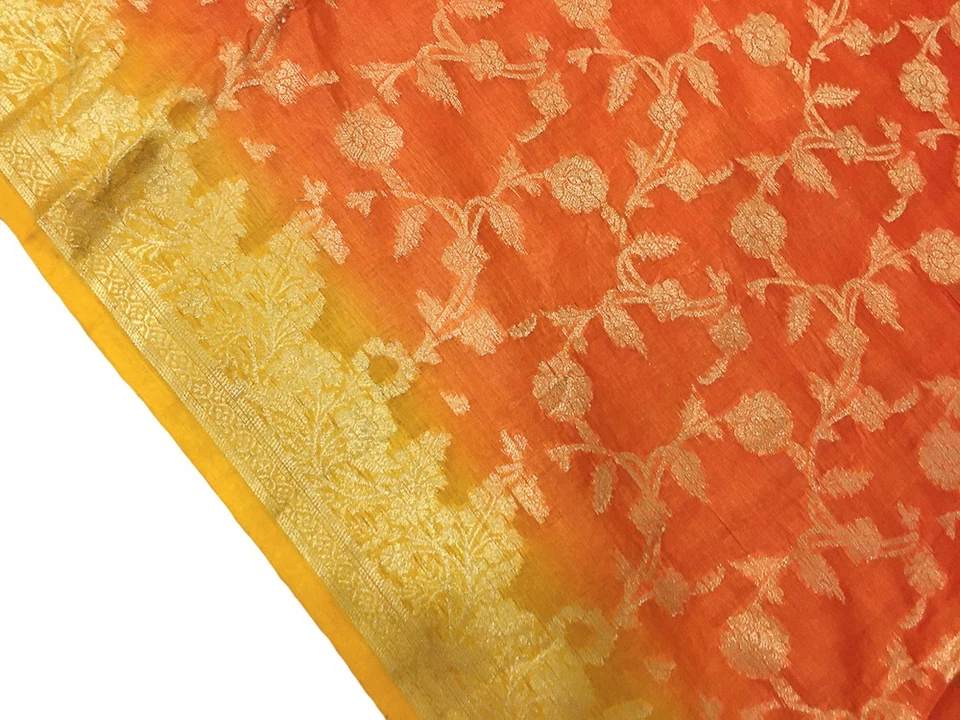 Sari de seda pura Tussar 100 % seda vintage tela india reciclada TSS3125 Foto 1 de 4