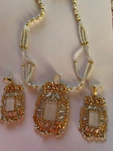 Egyptian Style Mala Set – Gold, Pearl & Crystal Beaded – Bridal/Statement Jewelr - Picture 1 of 1