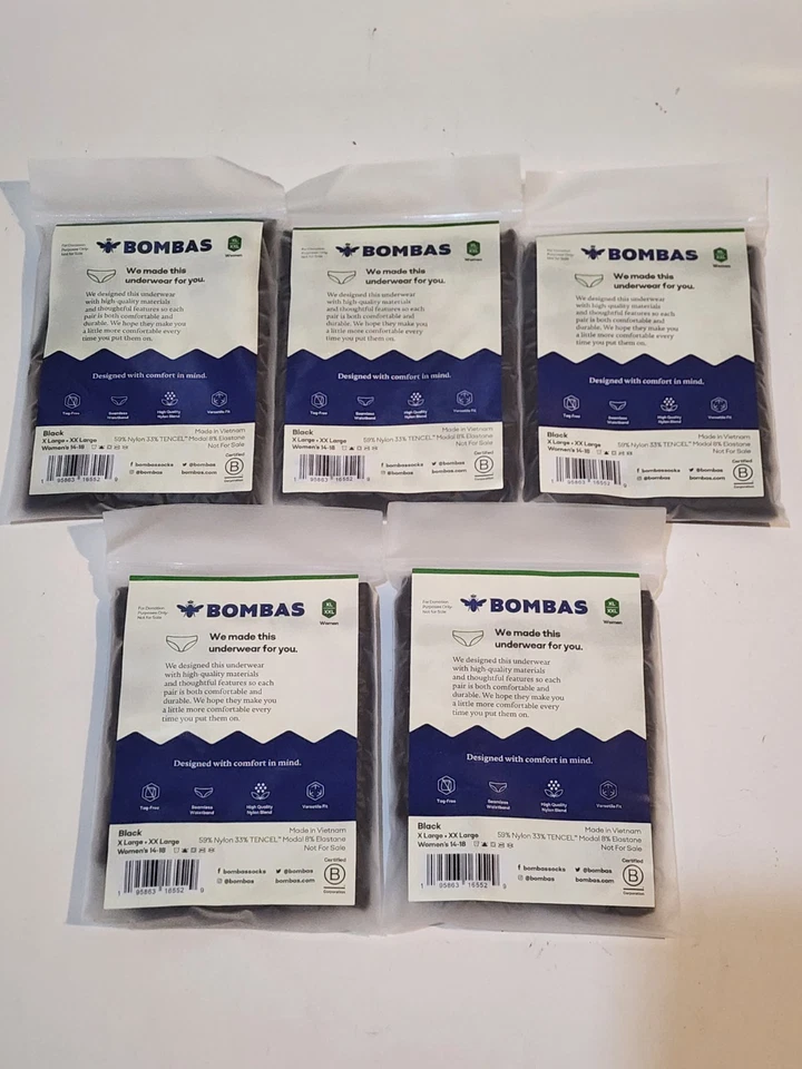 Bombas Womens black Seamless Hipster Underwear Size 1X N259