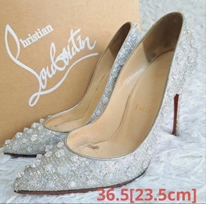 Christian Louboutin Bombas Tacón Aurora Tachuelas Plateadas EU36.5 US6.5 Japón Envío Gratis USADO - Imagen 1 de 24