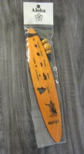 Wooden Surfboard Featuring Maui Hawaii Map Christmas Tree Ornament - Picture 1 of 4