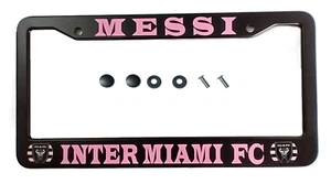 License Plate Frame Black Stainless Steel Vinyl Lettering for INTER MIAMI MESSI - Picture 1 of 4