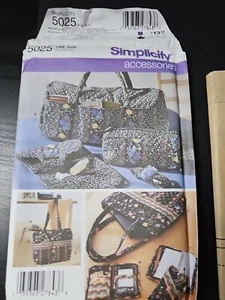 Simplicity Pattern 5025 Handbag Duffle Bag Travel Tote Phone Eyeglass Case Uncut - Picture 1 of 4