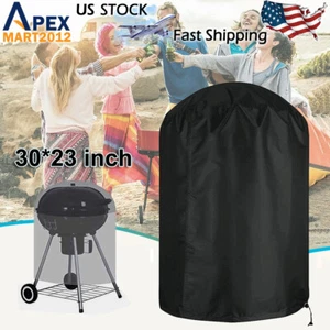 30" Patio Round Fire Pit Cover Grill BBQ 420D Heavy Duty Waterproof UV Protector - Picture 1 of 12
