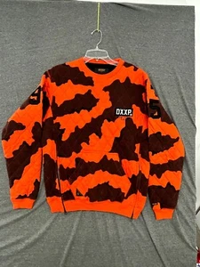 10.Deep Sweatshirt Men's Large Orange Camo Cotton DXXP 95 Long Sleeve Pullover - Picture 1 of 8