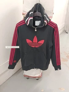 ADIDAS X BAPE ULTIMATE SHARK HOODIE SWEATSHIRT JN7119 BLACK RED MENS SIZE MEDIUM - Picture 1 of 20