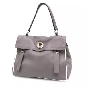 Yves Saint Laurent Muse Two 229680 Shoulder Bag Handbag Leather Gray - Picture 1 of 9