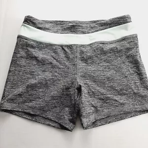 Forever 21 Womens Yoga Biker Shorts Size Large Gray Green Key Pocket Athletic - Picture 1 of 9