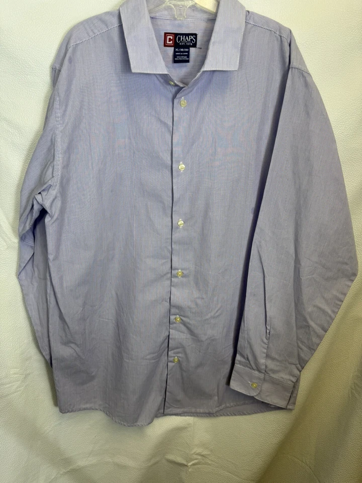Chaps мальчика длинным рукавом рубашка на пуговицах размер XL 18-20 фиолетовый в полоску хлопок Bl - Изображение 1 из 4
