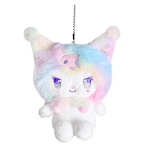 NEW - Sanrio Kuromi Pastel Rainbow Plush Ball Chain Mascot Keychain - Picture 1 of 3