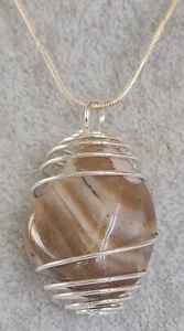 Halskette mit Achat BOTSWANA Kristalltherapie Zen Steine Mineral Chakra Silber - Bild 1 von 3