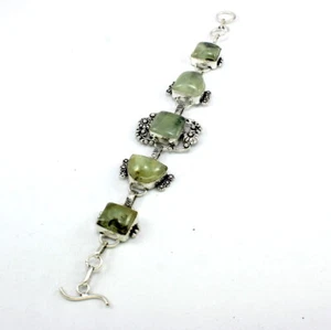 Bracelet Natural Prehnite Gemstone Handmade Beaded Natural Gemstone Jewelry - Picture 1 of 2