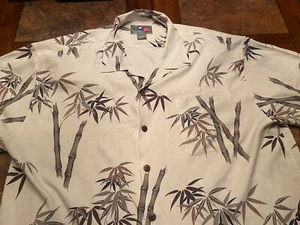 The Hawaiian Original Shirt Men’s Large 100% Silk Shirt Bamboo Palms 25”x 30.5” - Picture 1 of 12
