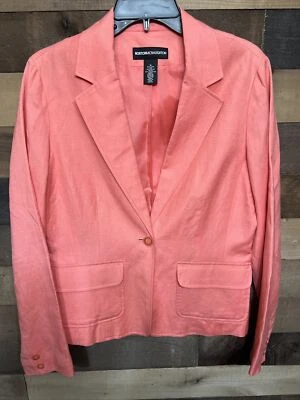 Norton McNaughton Blazer Jacket Women's Size 8 Linen Blend Coral Peach Orange - Image 1 of 3