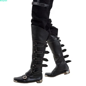 Medieval Gaiters PU Leather Knight Warrior Armor Boot Covers Halloween Christmas - Picture 1 of 13