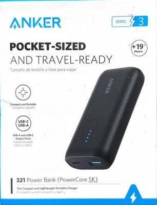 Banco de alimentación Anker 5000 mAh PowerCore 5K 12 W 1A1C - negro Foto 1 de 4