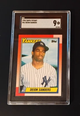 Tarjeta Topps Tiffany Deion Sanders 1990 #61 SGC 9 como nueva Foto 1 de 2