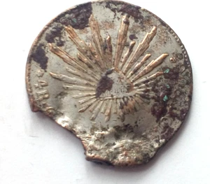 MONETA 1860 G.O MESSICO 4 REALES COLPITA IN BRONZO PLACCATO ARGENTO - Foto 1 di 2