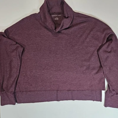 Женский свитер American Eagle Outfitters маленький фиолетовый пуловер с воротником-хомутом вязаный - Изображение 1 из 4