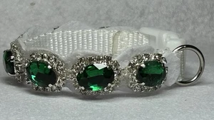 Gems!  Emerald Green Rhinestones, Diamanté, Small Dog Collar. Minimal Adjustment - Picture 1 of 14