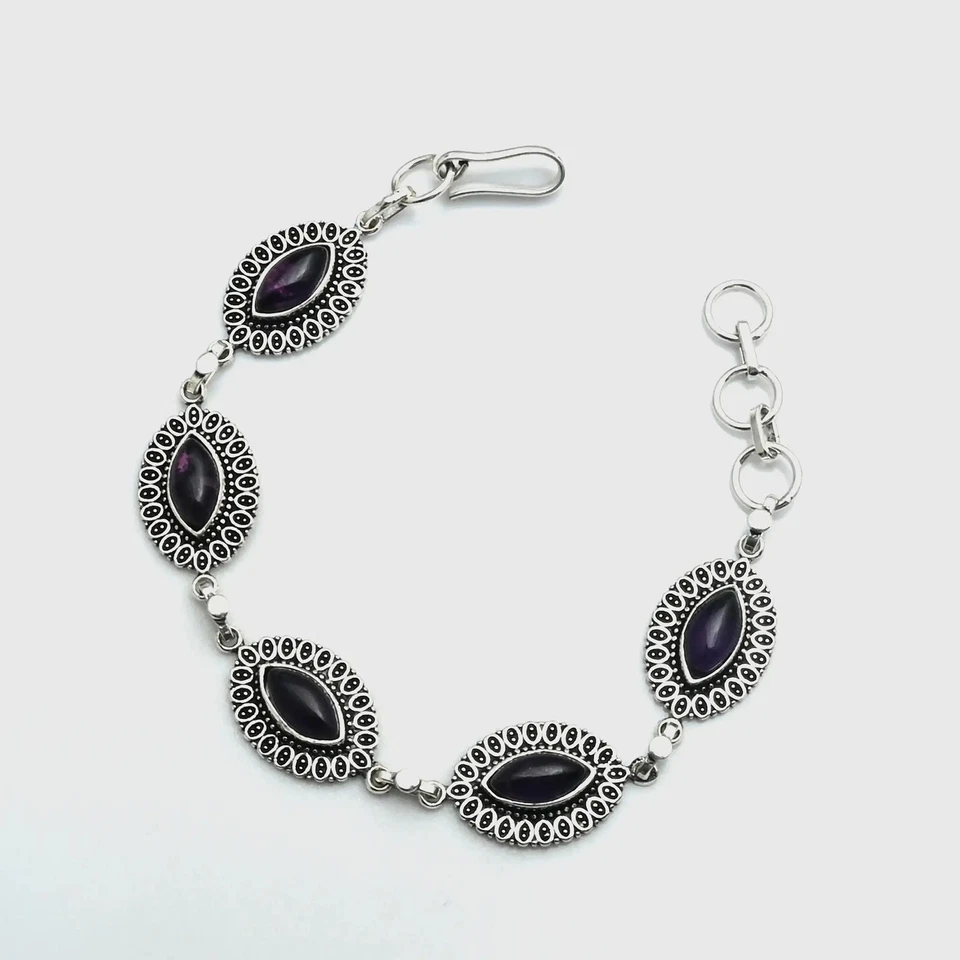 Pulsera de piedras preciosas amatista hecha a mano joyería 27 gms regalo para Navidad AB 26465 Foto 1 de 1