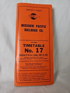 JUNE 1981 MISSOURI PACIFIC RAILROAD MOPAC EMPLOYEE TIMETABLE #17 - Picture 1 of 3