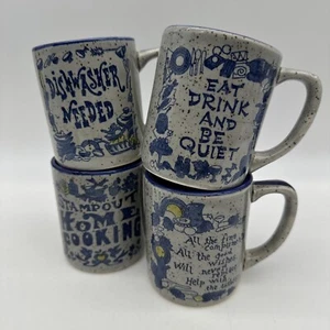 Otagiri Speckled Stoneware Funny Sayings Coffee Mugs Japan Cup Blue Gray VTG - Picture 1 of 22