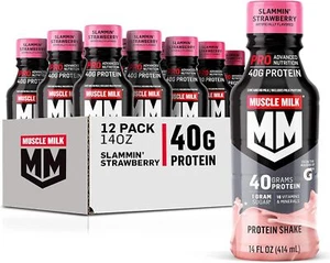 (12 Pack) Muscle Milk Pro Advanced Nutrition Protein Shake, Strawberry, 14 Fl Oz - Picture 1 of 7