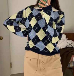 Prenda recortada para mujer tejida manga larga cuello redondo suave suéter top - Imagen 1 de 2