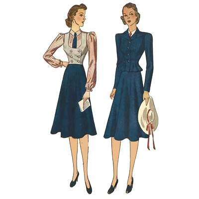 1930's Vintage Sewing Pattern: WWII Women's Suit - Bust=30” (76.2cm) - Image 1 of 4