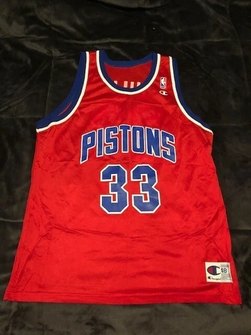 Detroit Pistons Grant Hill #33 NBA 90s Vintage Champion Jersey Men’s Size 48 XL Cover