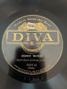 Diva 2437G - 78rpm Record - Hawaiian Guitar Duet (Hawaiian Dreams / Drowsy) - Picture 1 of 5