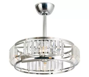 Parrot Uncle 20.5 in. Indoor Chrome Modern Crystal Ceiling Fan w/ Light & Remote - Picture 1 of 11