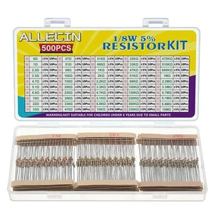 50 Values 1/8W Resistor Kit from 1 Ohm to 1M Ohm 1/8 Watt 5% Metal Film Resis... - Picture 1 of 6