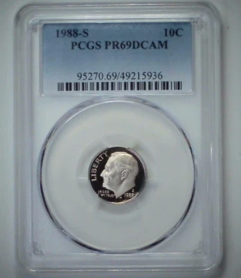 1988-S 10C Roosevelt Dime  PCGS PR69DCAM CN Clad 24htc0616 - Image 1 of 4