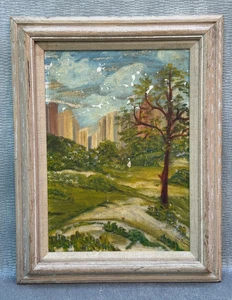ANN TSCHABRUM SIGNIERT ORIGINAL ÖLGEMÄLDE CENTRAL PARK WEST NY 1954 RESTAURATION - Bild 1 von 15