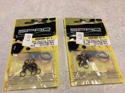 Lot of 2 package of 3 Spro Ball Bearing Swivels size 4 150 lb test Made in Japan - Image 1 of 2