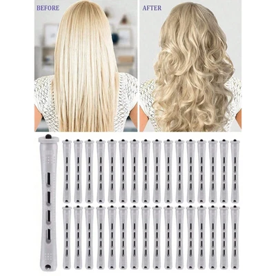 Juego de 50 varillas rizadoras de cabello para mujer rizador de ondas frías naturales rodillo de cabello sin calor Foto 1 de 4