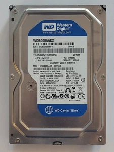 WD5000AAKS-08V0A0, DGNNNTJAGN, 14 NOV 2010, Western Digital 500Gb 3.5" Sata HDD - Picture 1 of 2