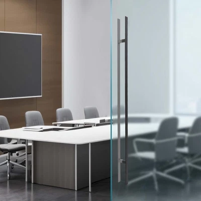 Manija de puerta corredera de doble cara con manija de acero inoxidable en forma de H Foto 1 de 4