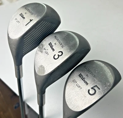 Juego de madera Wilson Aggressor SG 1 3 5 | Eje de acero derecho | Loft de 10°, 16°, 22° | Golf Foto 1 de 4