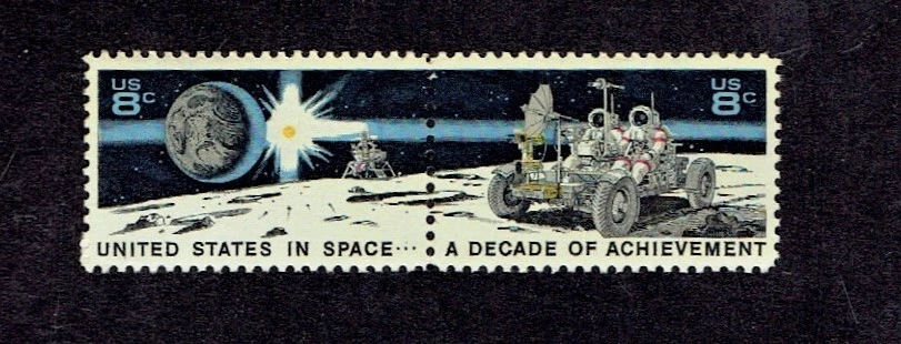 1971 U.S Commem 8c SPACE ACHIEVEMENT Se-Tenant Lot of 2 Sc#1434a M/NH/OG - Image 1 of 1