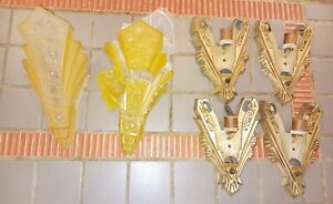 Set of 4 1930s Art Deco Slip Shade Wall Sconces with 2 Glass Shades, 1 Broken