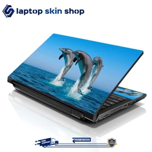 Laptop Skin Sticker Decal Cover Dolphins for Notebook Dell Apple Asus 13-16 inch - Picture 1 of 4
