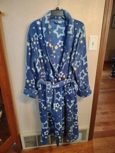 Croft and Barrow bathrobe med  BLUE /STARS plush thick warm cozy pockets - Picture 1 of 3
