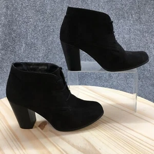 Charlotte Russe Boots Womens 7 M Jude Ankle Booties Black Suede Lace Up Block - Picture 1 of 15