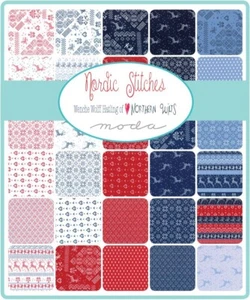 Moda Fabric NORDIC STITCHES by Hatling Of Northern Quilts - 42 Piece Charm Pack - Picture 1 of 3