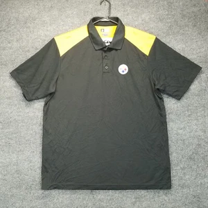 NFL Pittsburgh Steelers Shirt Men 2XL XXL Black Short Sleeve 3 Button Polo Logo - Picture 1 of 12